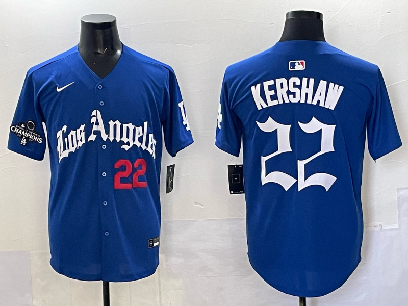 Men Los Angeles Dodgers #22 Kershaw Blue 2025 Nike MLB Jersey style 002->los angeles dodgers->MLB Jersey